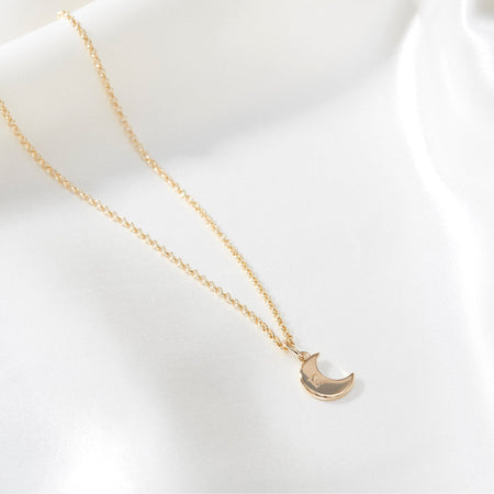 Personalised Moon Necklace Gold